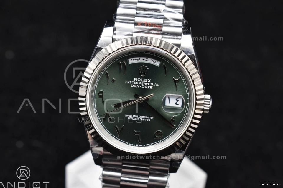 Steel SS President 722 904L V3 UrbanStyle Weight) 40 VR3255 Green DayDate Arabic JDF Dial on (Gain Bracelet 0718